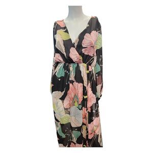 Acesnug Floral Sheer Maxi Dress Size XL